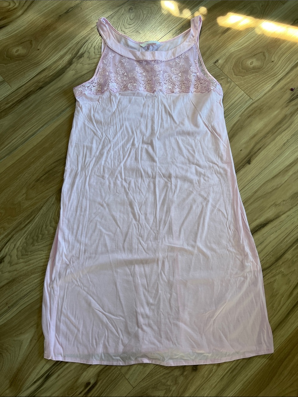 Hanro Light Pink Lace Yoke Sleep Chemise